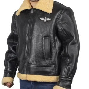 Mens Aviator Flight B3 Shearling Bomber Jacket Sides