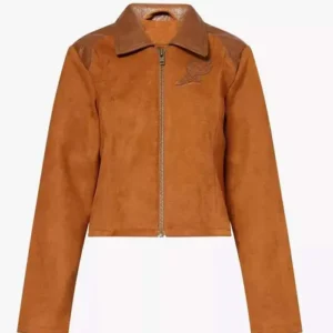 Mercedes Assad TV Series Ted Lasso 2026 Margy El Sherif Peace Out 73 Brown Suede Leather Jacket Sale