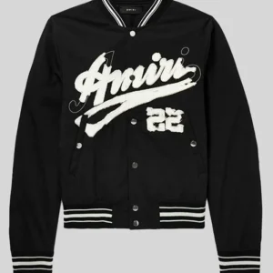 NFL Atlanta Falcons Bijan Robinson Amiri Distressed-Logo Shrunken Black Cotton Bomber Jacket