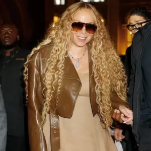 NYC 2026 Mariah Carey Cropped Leather Jacket