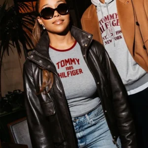 NYC 2026 Tommy Hilfiger fashion show Jordyn Woods Leather Jacket