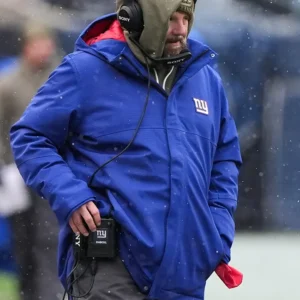 New York Giants Brian Daboll Royal Blue Hooded Winter Jacket On Sale