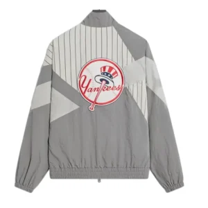 New York Yankees Pinstripe Track Windbreaker Grey Jacket On Sale