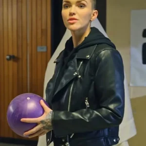 Ruby Rose 1UP Parker Black Biker Leather Jacket