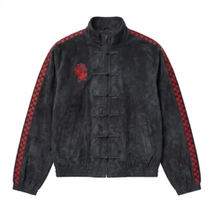 Shadow The Hedgehog Black Suede Bomber Jacket Front