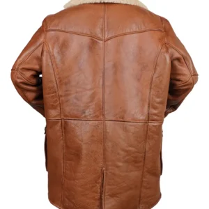 Shearling Lined Bane Distressed Brown Leather Jacket On Sale