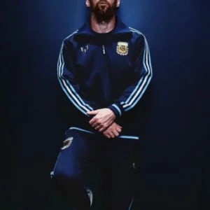 Shop Adidas AFA Crest x Messi Logo Farewell Navy Blue Track Jacket On Sale