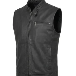 Shop Anyma Milan Fashion Week Black Leather Vest