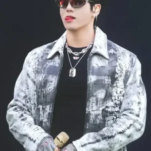 Shop BTS ARIRANG World Tour Chicago Jungkook Diesel Leather Jacket On Sale