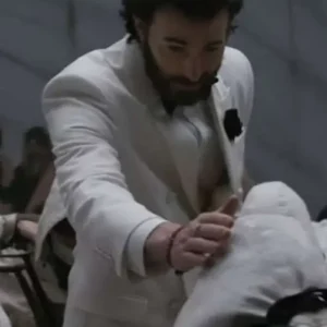 Shop Chris Evans Sacrifice 2026 Mike Tyler White Blazer On Sale