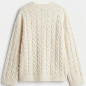 Shop Cream Colored Cable Knit Women Pullover Jumper On Sale