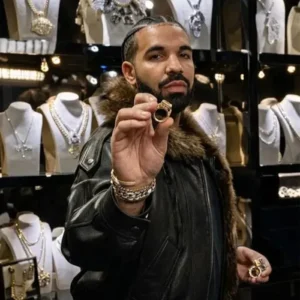 Shop Drake Show Off Jewelry Room Brown Fur Black Leather Shearling Aviator Bomber Jacket On Sale
