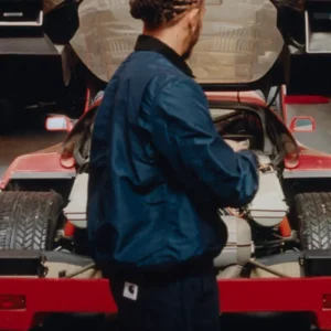 Shop Ferrari F40 Lewis Hamilton Blue Bomber Satin Jacket On Sale