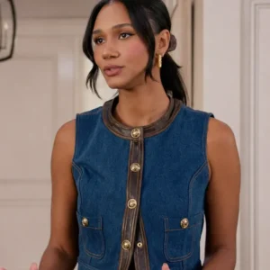 Shop Greta Onieogou TV Series All American S08 Layla Keating Blue Denim Vest
