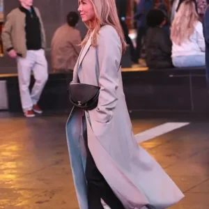 Shop Jennifer Aniston The Morning Show 2026 Beige Long Coat On Sale