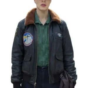 Shop Jessica Brown Findlay TV Series Silo 2026 Charlotte Keene G-1 Flight Bomber Leather Jacket
