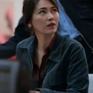 Shop Jessica Henwick TV Silo S03 Helen Drew Grey Corduroy Jacket On Sale