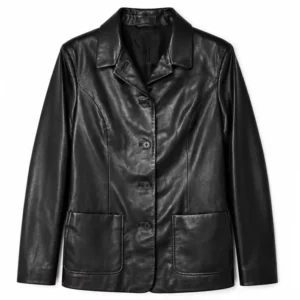 Shop Kristen Johnston TV Series Leanne S02 Carol Black Leather Blazer On Sale