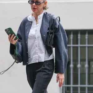 Shop New York 2026 Naomi Watts Blue Leather Jacket On Sale