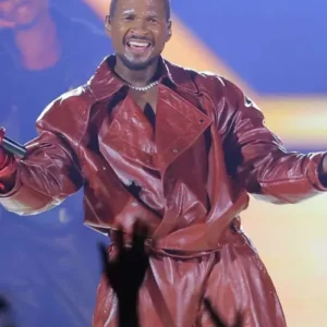Shop R&B Tour Chicago 2026 Usher Red Leather Jacket On Sale