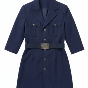 Shop Rayna Vallandingham Movie Street Fighter 2026 Juli Blue Overcoat On Sale