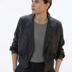 Shop Rebecca Ferguson TV Series Silo S03 Juliette Nichols Grey Wool Jacket