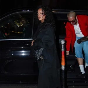 Shop Rihanna César restaurant Paris 2026 Black Trench Coat On Sale