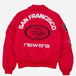 Shop San Francisco 49ers New Era x Alpha Industries MA-1 Red Full-Zip Bomber Jacket