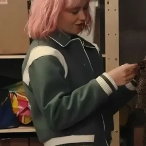 Shop Scarlett Rayner TV Series Trying 2026 Princess Green Varsity Bomber Jacket