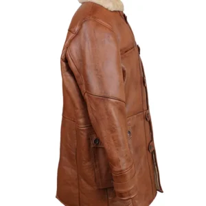 Shop Shearling Lined Bane Distressed Brown Leather Jacket