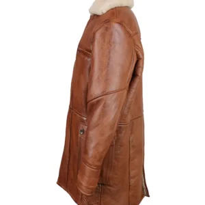 Shop Shearling Lined Bane Distressed Brown Leather Jacket On Sale