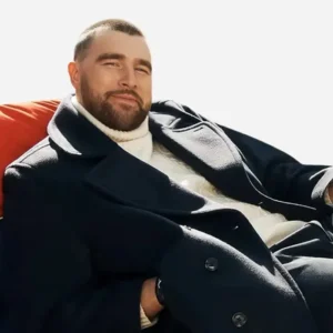 Shop Travis Kelce Tommy Hilfiger FW 2026 Navy Blue Wool Peacoat