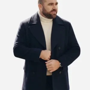 Shop Travis Kelce Tommy Hilfiger FW 2026 Navy Blue Wool Peacoat On Sale