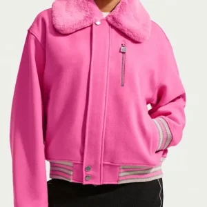 Shop US Open Event 2026 Final Naomi Osaka Pink Wool Shearling Collar Jacket