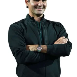 Shop US Open New York Exhibition Match 2026 Roger Federer Black Track Jacket On Sale