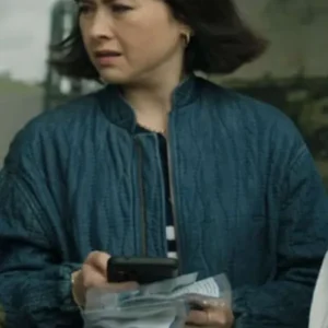 Shop Vanessa Emme TV Series The Chelsea Detective S04 Layla Walsh Blue Qualited Jacket