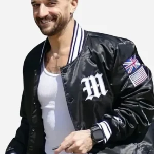 Starter Mark Ballas DWTS Los Angeles 2026 Satin Black Varsity Jacket