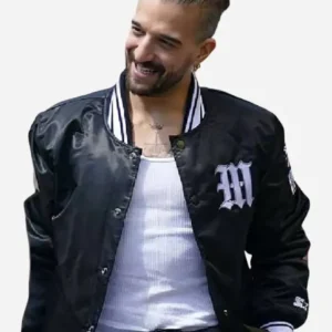 Starter Mark Ballas DWTS Los Angeles 2026 Satin Black Varsity Jacket On Sale