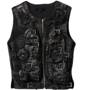 Stereogum Cover Story 2026 Who Decides War Black Multi-Buckle Leather Vest On Sale