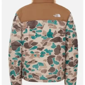 TV Series Ted Lasso Billy Harris Beige, Green & Brown North Face Camo Puffer Jacket