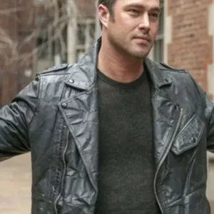 Taylor Kinney Chicago Fire Kelly Severide Black Biker Leather Jacket