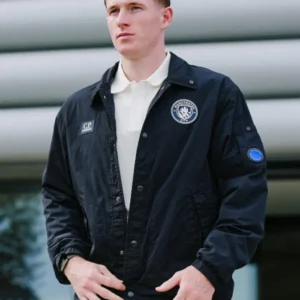 UCL trip Manchester City C.P. Coach Company Navy Blue Bomber Jacket For Sale