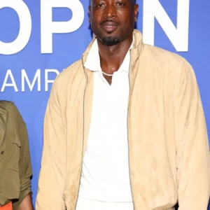 US Open Blue Carpet Dwyane Wade Beige Suede Leather Jacket