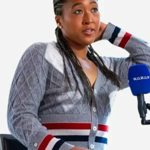 US Open Day 5 Naomi Osaka 2026 Grey Cropped Cardigan