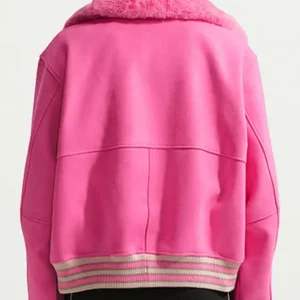 US Open Event 2026 Final Naomi Osaka Pink Wool Shearling Collar Jacket