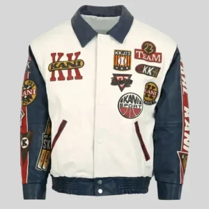 Usopp One Piece Tv Series Jacob Romero White and Blue Leather Jacket On Sale