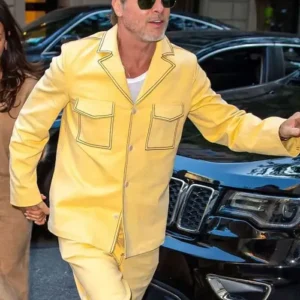 Vintage Yellow Brad Pitt 1970s Leisure Suit On Sale