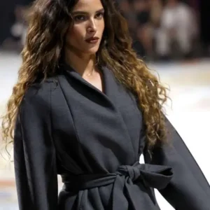 Vogue World Milano 2026 Adria Arjon Grey Wool Trench Coat