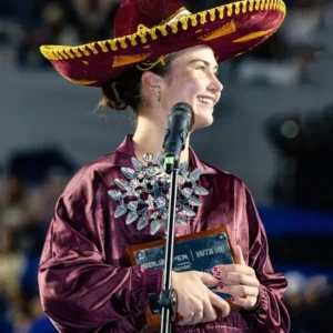 WTA 500 Iva Jovic Maroon Jacket