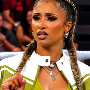 WWE 2026 Kelani Jordan Green and White Cropped Leather Jacket